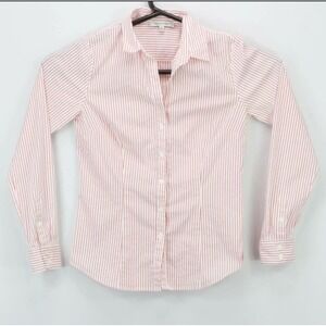 Quintessential Shirt Red White Striped Blouse Top Women's Small Button Up